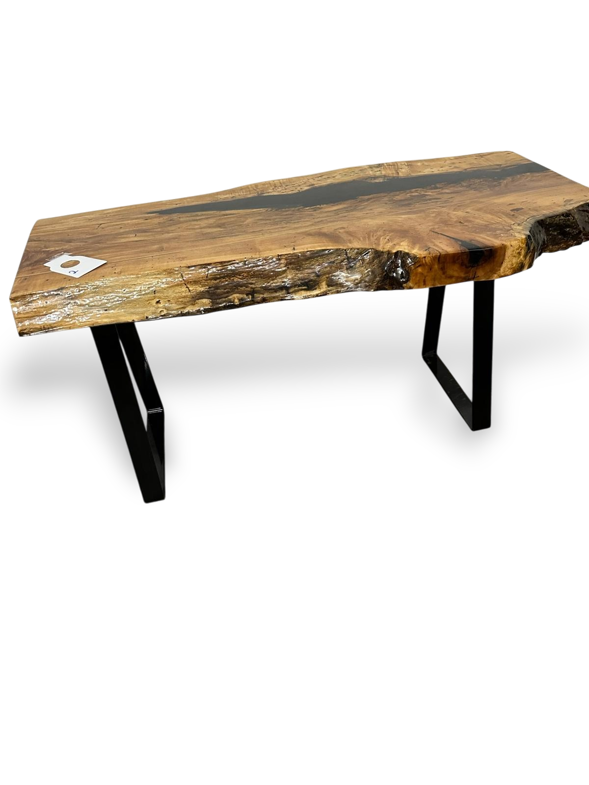 Spalted Maple Epoxy Table with Metal Legs - 36" x 17" x 19” x 2” - AWC Tables