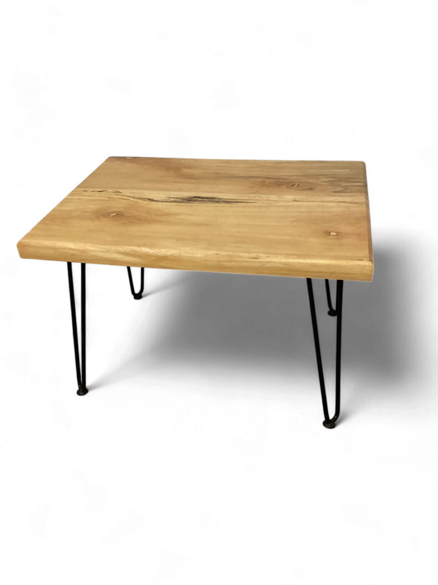 Spalted Sycamore with Poplar Inlay with Metal Legs - 23.5" x 23.5" x 19" x 1.25” - AWC Tables